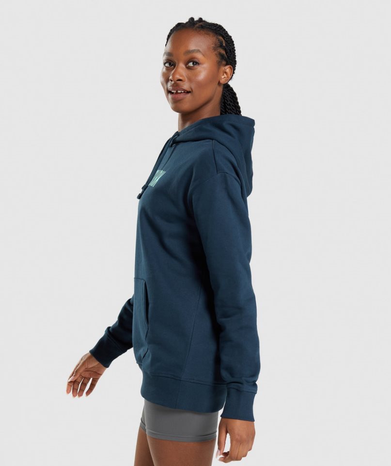 Bluzy Z Kapturem Gymshark Apollo Oversized Damskie Granatowe | PL 647TVA